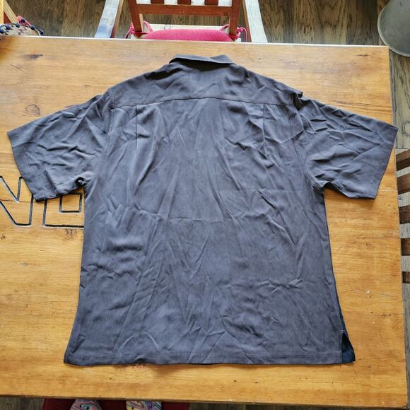 nat nast xl silk Button Up Shirt Black Brown, Cruise, Vacation - Picture 5 of 5